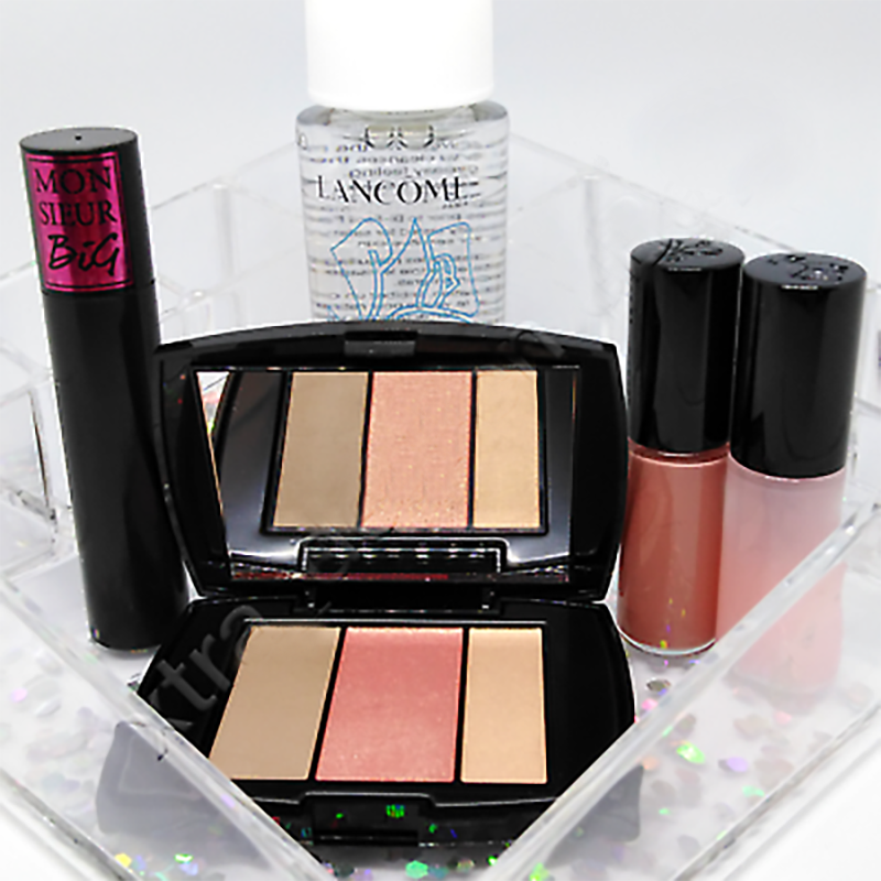 Lancome Gift Set - Makeup Remover, Lipgloss, Lip Plumper, Mascara & Blus h Palette &Cosmetic Case